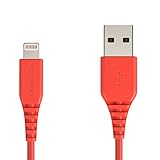 AmazonBasics Lightning to USB A Cable, MFi Certified iPhone Charger, Red, 4 Inch