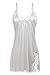 Ekouaer Womens Bridal Nightgown Sleeveless Nightshirt Satin Sleepwear Lace Chemises Lingerie Silk Pajamas, White, Medium