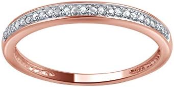0.05 Carat Round Diamond Wedding Band & Stackable Set in 10K Gold