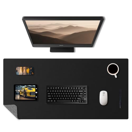 Xcdhemde® Desk Mat 80 x 40 cm, Desk Protector Black | Desk Mat, Waterproof, Non-Slip, XXL, PU Leather, for Keyboard, PC, Laptop, Suitable for Gaming, Office, Home