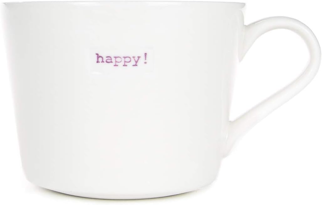 Keith Brymer Jones - Word Range - Ceramic Mini Bucket Mug - Happy! Lilac - 280ml