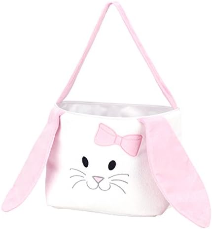 Hippity Hop Floppy Ear Easter Bunny Basket Bucket Bag - Personalization Available (Personalized Pink)