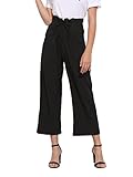 ROMWE Women's Comfy Lace Up High Waist Wide Leg Palazzo Pants