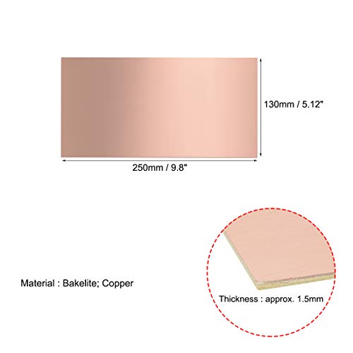 uxcell 250x130mm Single-Sided Copper Clad Laminate PCB Circuit Bakelite Board 1.5mm Thickness DIY Prototyping PCB Board