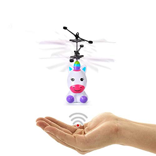 Aobiny Flying Mini RC Infraed Induction The Robot Flashing Light Toys for 6 Year Old Boys Girls Kids ,Mini Remote Controlled Robot for Birthday Holiday Xmas Gift (B)