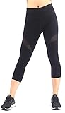 Neonysweets Women's Capri Tights Yoga Pants Exercise Workout Pants Mesh Panel