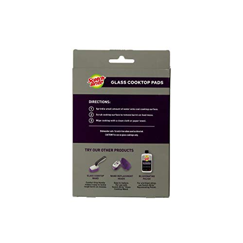 SCOTCH-BRITE™ GLASS COOKTOP PADS , 5.1INX3.0 IN X0.9 IN , ( 129MM X 76MMX 22MM) EA