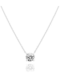 14K Gold Plated Swarovski Crystal Solitaire 1.5 Carat (7.3mm) CZ Dainty Choker Necklace | Gold Necklaces for Women