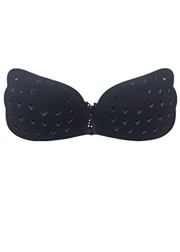 Soluo Sticky Bra Clearance Breathable Invisible Push up Strapless Bras (A,black)