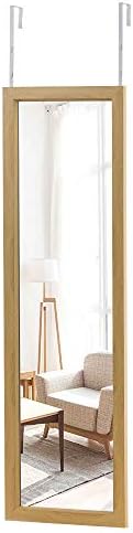 お買得 Mirahope 全身鏡 全身ミラー 姿見 ドア掛けミラー 壁掛け鏡 高さ調節式 ウォールミラー 吊り下げ ナチュラル おしゃれ 40cm シンプル 110 飛散防止
