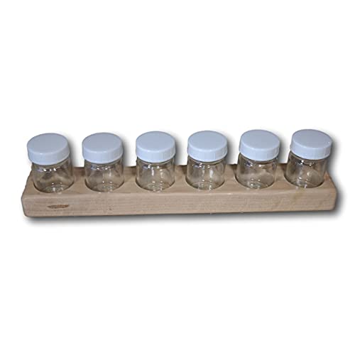 Watercolor Paint Jar Set with 6 Paint Jars (2 ounces) and Wooden Base