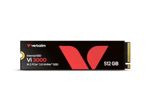 Verbatim Vi3000 NVMe M.2 SSD 512 GB, internes SSD-Laufwerk mit PCIe Gen 3 Schnittstelle, bis zu 3.100 MB/s Lesegeschwindigkeit, kompakt und leistungss