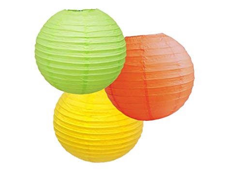 Paper Lanterns Mix Color Packs of 3 Round Paper Lanterns Lampshade Party Decorations (Mix Color 1, 14" (35 Cm))