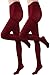 HeyUU Women's 80 Denier Soft Opaque Tights, High Waist Solid Color Footed Pantyhose 20+ Colors Burgundy