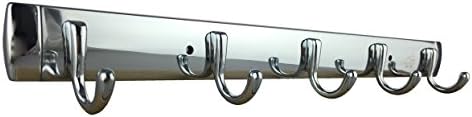 Coat Rack Hat Rail Wall Mounted, Yashi, Stainless Steel Heavy Duty Hook (5 Hooks Style-I)