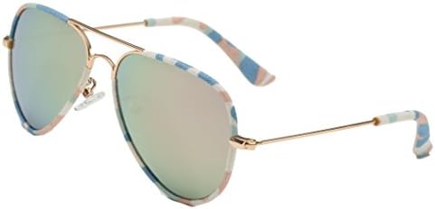 Evebright Kids Girls Aviator Polarized Sunglasses Metal Frame Pink Mirror Lens 2~12yr Old