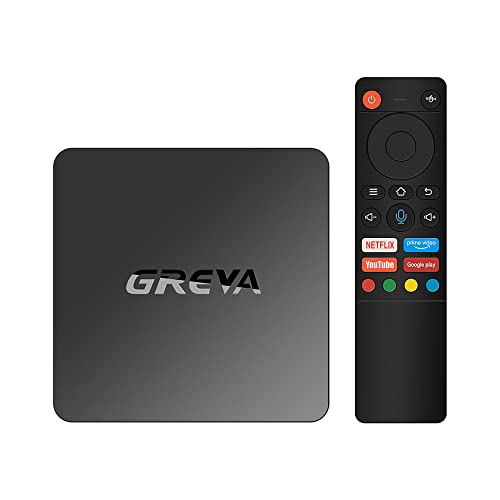 GREVA Android TV Box 11.0 4GB RAM 32GB ROM Support Dual Band WiFi 2.4G/5.8G Voice Remote Control BT 5.0 4K HDR Smart Streaming Media Player