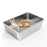 IKITCHEN Large Stainless Steel Cat Litter Box