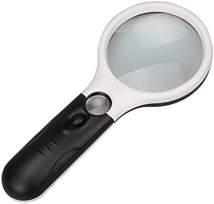 Magnifier 3 LED Light with 3X 45X Zoom Handheld Magnifier Reading Magnifying Glass Lens Loupe White and Black