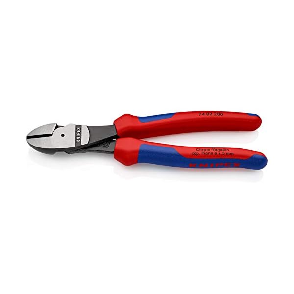 KNIPEX Kraft-Seitenschneider mit Comfort-Griffen schwarz atramentiert 200 mm, 74 02 200