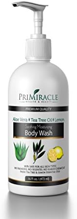 Natural Soothing Moisturizing Body Wash with Aloe Vera, Tea Tree &amp; Lemon Essential Oils for All Skin Types. No Artificial Ingredients or Aromas