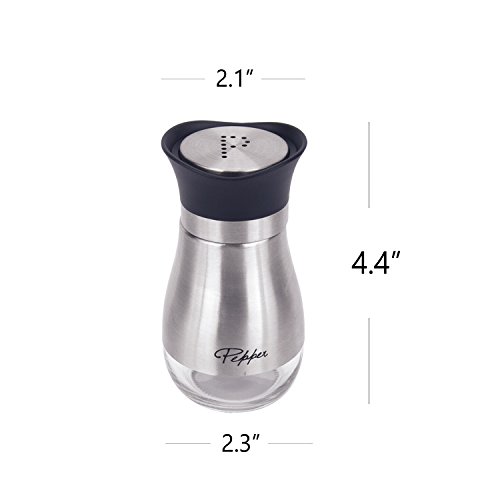 Evelyne GMT-10406 Stainless Steel Glass Bottom Casing Salt and Pepper Shakers Set with Tray and Letter Initial