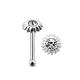 Jeweled Sunflower Sterling Silver Ball End Nose pin Body jewelry