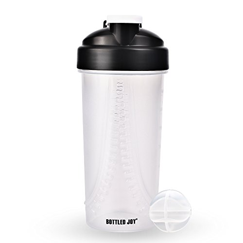 BOTTLED JOY Protein Shaker Bottle, Sports Water Bottle, Shaker Cups for Gym Drinking Bottle Mixer Shake Water Bottles 22 oz 650ml (Clear)