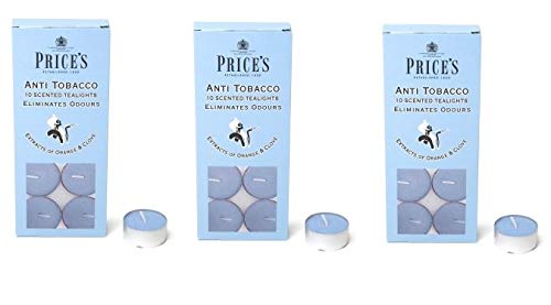 Price's Candles - Anti-Tobacco Candle Tea Lights 10 Pack x 3 (30 Candles)