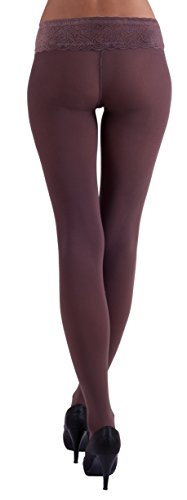 MARILYN LUXURY LACE TIGHTS 100 DEN (M/L, Latte - Brown)