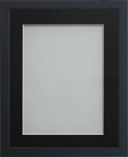 Frame Company Jellybean Range Black Wooden 9x7 inch Picture Photo Frame with Black Mount for Image 6x4 inch * Choice of Colours & Sizes* Fitted with Perspex
