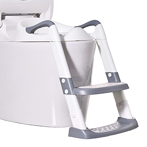 Height Adjustable Potty Training Toilet Seat with Step Stool Ladder for