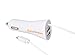 Apple iPhone Lightning Car Charger - For iPhone 7 Plus 6S Plus 6 S 5S 5C 5 SE iPad Pro Air 2 Mini 3 - Cable with 2 Extra USB Ports (White)