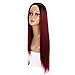 MISSQUEEN Ombre Color Cosplay Wigs Wine Red Long Straight Wig Synthetic Heat Resistant Straight Wigs for Women