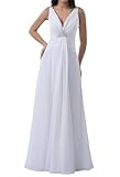 Albizia Women's V-Neck Pleated Dropped Long Chiffon Evening Party Dress(20)