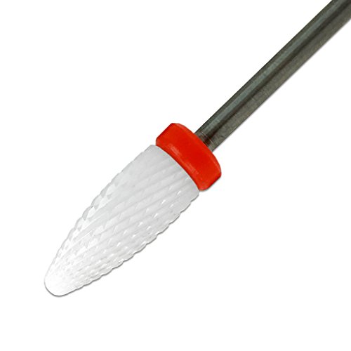 Beauticom Professional USA Ceramic White Flame Cone Shaped Bit Nail Drill (Grit: FINE) 3/32" Shank Size
