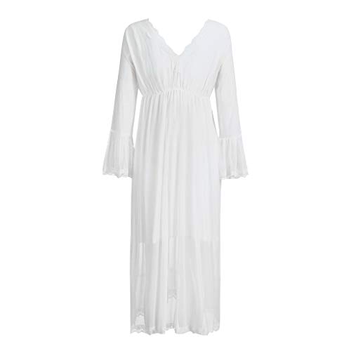 Women's Maternity Lace Nightgown,Nursing Nightdress Hospital Gown Delivery/Labor/Pregnancy Soft Breastfeeding Dress - Thumbnail 5