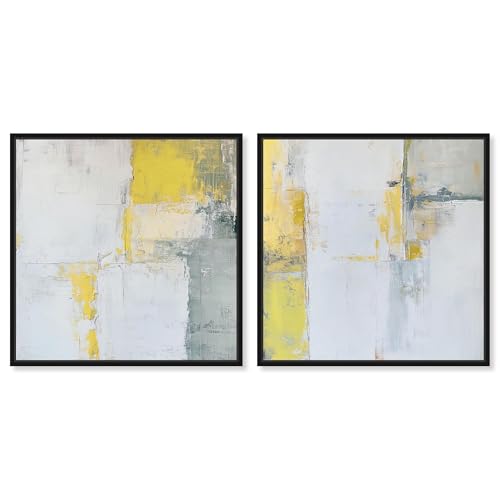 Art Remedy Sunlit Fragments Set Canvas Set of 2 Abstract Art Sets, Black Frame,…