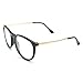 PenSee Womens Fashion Oversized Clear Lens Round Circle Eye Glasses (Black)