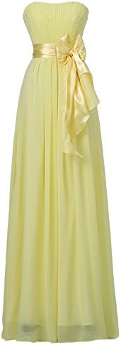 Ouman Sweetheart Bridesmaid Chiffon Prom Dresses Long Evening Gowns Yellow S