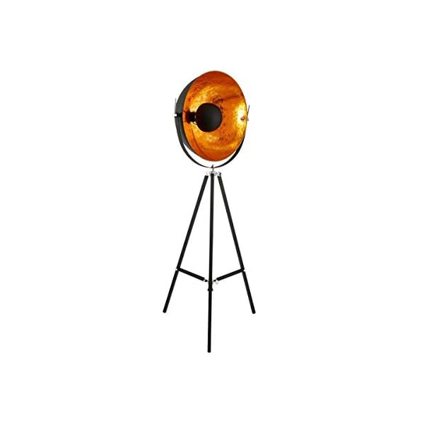 Butlers Satellight Standleuchte aus Metall 165x60 cm - Stehlampe in Schwarz-Gold - Lampe im Retro Factory-Design