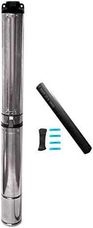 SCHRAIBERPUMP 4" Deep Well Submersible Pump 1HP, 230v, 257'head, 110 PSI (max), 8 stages, 22GPM, 2 wire, stainless steel, INCLUDES WIRE SPLICE KIT