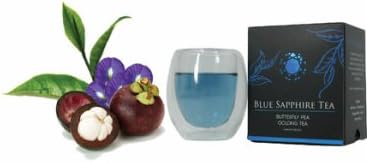 BLUE SAPPHIRE TEA It is the blend of Oolong tea with butterfly pea and flavoring the mangosteen scent. 6 tea bagh