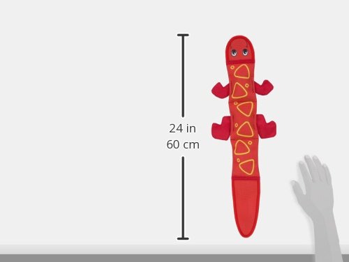 Fire Biterz Durable Tough Dog Toy Made With Firehose Material, Tough Plush Toy for Large Dogs by Outward Hound, Large, Red Lizard