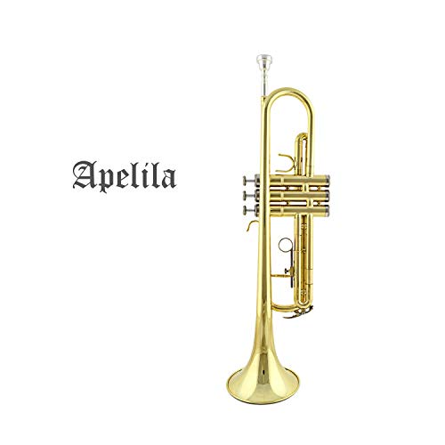 Apelila Gold Trumpet Brass Standard Bb Trumpet-Student Beginner with Hard Case,Gloves,Mouthpiece,Soft Cleaning Cloth,Strap,and Valve Oil - Thumbnail 7