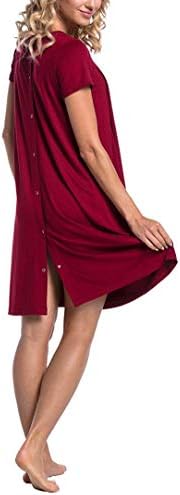 Skatheal Women's Nursing Tops Button Down Back Maternity/Labor/Delivery Hospital Gown Home Breastfeeding Dress