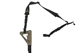 S2Delta - USA Made 2 Point Rifle Sling, Quick Adjustment, Modular Attachment Connections, Comfortable 2" Wide Shoulder Strap to 1" Attachment Ends (Black Sling, Pigtail Connector)
