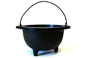 NEW AGE IMPORTS, INC. Cast Iron Cauldron w/Handle, Ideal for smudging, Incense Burning, Ritual Purpose, Decoration, Candle Holder, etc. (6" Diameter Handle to Handle, Inside Diameter 4 1/8")
