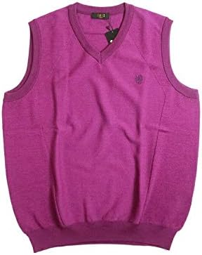 Amazon ダックス Golf ゴルフ 日本製 ウール100 ワンポイント刺繍 Vネック ニット ベスト パープル Ll ベスト 通販