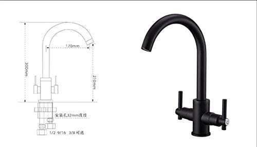 MJY New Double-Bar Double Hot and Cold Water Faucet Paint Black Sink Faucet